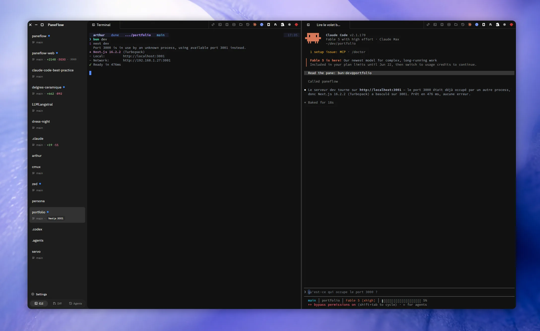 An agent using Paneflow's MCP and JSON-RPC interfaces to read and control panes